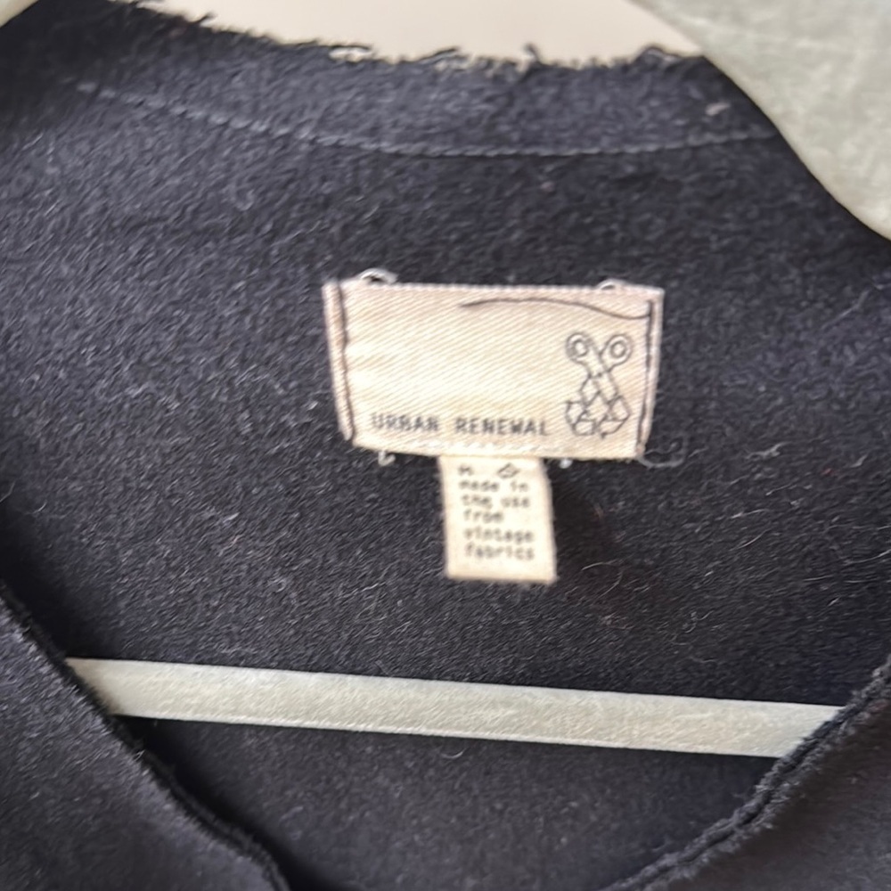 Urban Renewal Vintage Fabric Black Trench Coat Longline Style - Picture 2 of 14